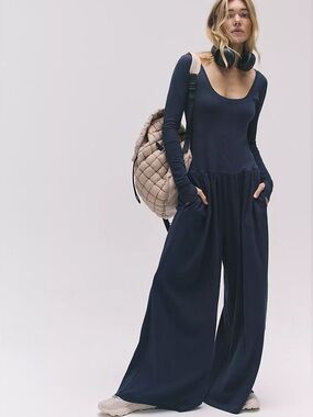 Free People Hot Shot Wide-Leg Onesie Size Medium NWOT